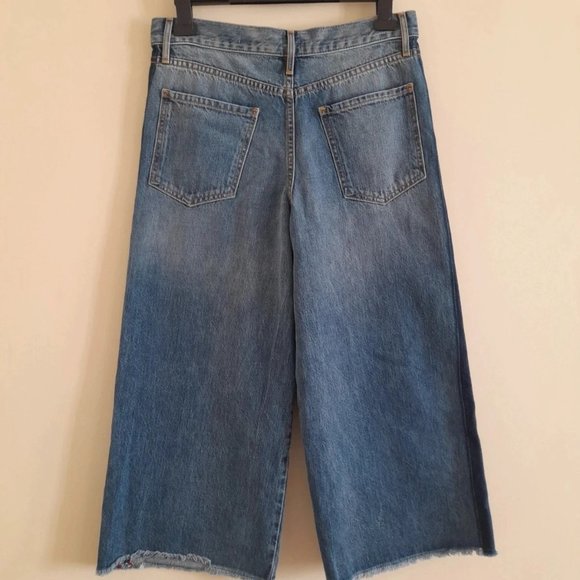 And/Or 28 UK 10 Selvedge Denim Westlake Wide Leg Cropped Jeans High Rise 2 Tone - Picture 4 of 12